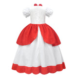 Juego Super Mario Peach Cosplay Niños Vestido Disfraz Trajes De Halloween Carnaval Fiesta