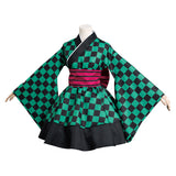 Anime Demon Slayer Kamado Tanjirou Kimono Lolita Vestido Cosplay Disfraz Navidad Carnaval Fiesta Traje