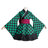 Anime Demon Slayer Kamado Tanjirou Kimono Lolita Vestido Cosplay Disfraz Navidad Carnaval Fiesta Traje