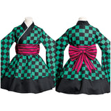 Anime Demon Slayer Kamado Tanjirou Kimono Lolita Vestido Cosplay Disfraz Navidad Carnaval Fiesta Traje