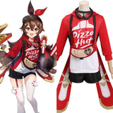 Juego Genshin Impact X Pizzahut - Amber Cosplay Sudadera Disfraz Traje Fiesta Navidad Carnaval