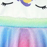 Verano Vestido de Hondas Unicornio Multicolor Princesa Cosplay Vestido para Niñas