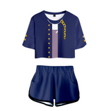 JoJo's Bizarre Adventure Stardust Crusaders Kujo Jotaro Cosplay Top y Pantalones Ropa de 2 Piezas para Femenino