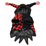 Halloween Payaso Harley Quinn Cosplay Conjunto a Cuadros Rojo y Negro Disfraz para Mascota