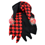 Halloween Payaso Harley Quinn Cosplay Conjunto a Cuadros Rojo y Negro Disfraz para Mascota