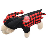 Halloween Payaso Harley Quinn Cosplay Conjunto a Cuadros Rojo y Negro Disfraz para Mascota