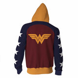 Wonder Woman Cosplay Sudadera Estampada con Cremallera para Adultos Unisex