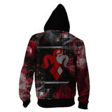 Harley Quinn Cosplay  Suicide Squad Sudadera Estampada con Cremallera y Capucha para Adultos Unisex