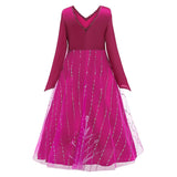 Frozen 2 Princesa Elsa Vestido Lindo de Manga Larga Traje de Fiesta de Navidad Vestido para Niñas