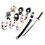 11 Piezas Demon Slayer: Kimetsu No Yaiba Conjunto de Llaveros Colgantes Accesorios