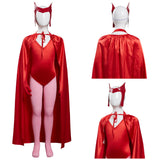Series de TV WandaVision Scarlet Witch Wanda Maximoff Niños Cosplay Carnaval Halloween Disfraz Fiesta Conjunto Per.