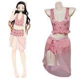 Anime Demon Slayer Kamado Nezuko Cosplay Fiesta Disfraz Traje de Baño Creación Secundaria-DISFRAZDEDIADEBRUJAS.ES®