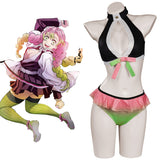 Anime Demon Slayer Kanroji Mitsuri Cosplay Fiesta Disfraz Traje de Baño Bikini Creación Secundaria-DISFRAZDEDIADEBRUJAS.ES®