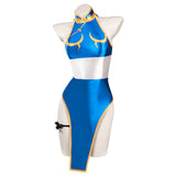 Juego Street Fighter Chun Li Cosplay Fiesta Disfraz Traje de Baño Bikini Creación Secundaria-DISFRAZDEDIADEBRUJAS.ES®