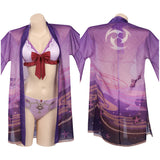 Juego Genshin Impact Raiden Shogun Beelzebul Cosplay Fiesta Disfraz Traje de Baño Bikini