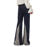 1970s Retro Vintage Disco Cintura Media Parte Inferior de Campana Pantalones Largos Retazos Jazz Baile