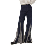 1970s Retro Vintage Disco Cintura Media Parte Inferior de Campana Pantalones Largos Retazos Jazz Baile
