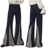 1970s Retro Vintage Disco Cintura Media Parte Inferior de Campana Pantalones Largos Retazos Jazz Baile