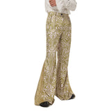 1970s Retro Vintage Disco Cintura Media Parte Inferior de Campana Pantalones Largos Estampados Jazz Baile