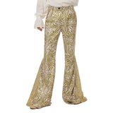 1970s Retro Vintage Disco Cintura Media Parte Inferior de Campana Pantalones Largos Estampados Jazz Baile