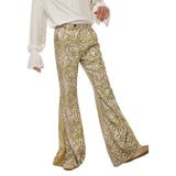 1970s Retro Vintage Disco Cintura Media Parte Inferior de Campana Pantalones Largos Estampados Jazz Baile