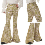 1970s Retro Vintage Disco Cintura Media Parte Inferior de Campana Pantalones Largos Estampados Jazz Baile
