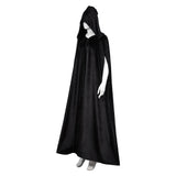 Bruja Terciopelo Negro Cárdigan Toga Capa Cosplay Disfraz Traje Fiesta Halloween Carnaval