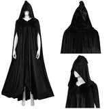 Bruja Terciopelo Negro Cárdigan Toga Capa Cosplay Disfraz Traje Fiesta Halloween Carnaval