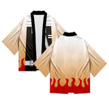 Demon Slayer Guardianes de la Noche Kimono Rengoku Kyoujurou Halloween Cosplay Capa Unisex con Llavero