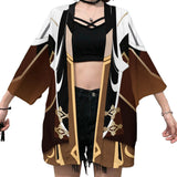 Juego Genshin Impact Zhongli Kimono Cárdigan Abrigo Toga Capa Pijama Cosplay Halloween Impreso