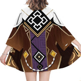 Juego Genshin Impact Zhongli Kimono Cárdigan Abrigo Toga Capa Pijama Cosplay Halloween Impreso