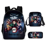 3pcs Demon Slayer: Kimetsu no Yaiba Conjunto de Mochila Mochila para Portátil + Bandolera + Estuche para Lápices Mochila Escolar o de Viaje