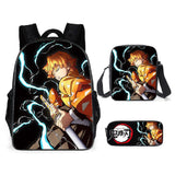 3pcs Demon Slayer: Kimetsu no Yaiba Conjunto de Mochila Mochila para Portátil + Bandolera + Estuche para Lápices Mochila Escolar o de Viaje