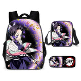 3pcs Demon Slayer: Kimetsu no Yaiba Conjunto de Mochila Mochila para Portátil + Bandolera + Estuche para Lápices Mochila Escolar o de Viaje