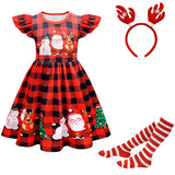 Niños Reindeer Reno Navidad Cosplay Disfraz Traje Vestido Falda Fiesta Halloween