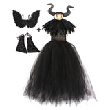 Película Maleficent 5 Piezas Niños Cosplay Disfraz Traje Vestido Falda Navidad Conjunto Carnaval