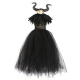 Película Maleficent 5 Piezas Niños Cosplay Disfraz Traje Vestido Falda Navidad Conjunto Carnaval