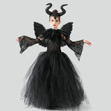 Película Maleficent 5 Piezas Niños Cosplay Disfraz Traje Vestido Falda Navidad Conjunto Carnaval