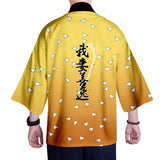 Demon Slayer Guardianes de la Noche Kimono Agatsuma Zenitsu Halloween Cosplay Capa Unisex con Clip de oreja