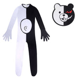 Anime Niños Mono Oso blanco y negro de dibujos animados Cosplay Navidad Carnaval Halloween