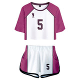 Haikyuu!! Tendo Satori Cosplay Top y Pantalones Cortos para Femenino Ropa de Verano 2 Piezas