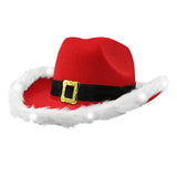 Papá Noel Sombrero Vaquero Navidad Santa Claus Fiesta Fieltro Rojo Occidental Jazz