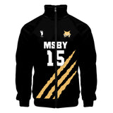 Anime Haikyuu!! Cosplay Chaqueta MSBY Black Jackal #15 Kiyoomi Sakusa Abrigo Negro Ropa Deportiva