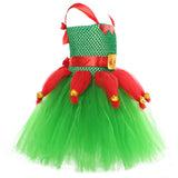 Niños Verde Duende Elf Navidad Cosplay Disfraz Traje Tutu Vestido Falda Fiesta Halloween