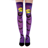 Halloween Medias estampadas de impreso Mardi Gras horror Murciélago castillo Calcetines altos mujer