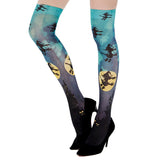 Halloween Medias estampadas de impreso Mardi Gras horror Murciélago castillo Calcetines altos mujer