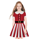 Niños Traje de Madre-Hija A Rayas Cosplay Navidad Disfraz Falda Vestido