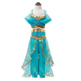 Película Aladdin and The Magic Lamp Jasmine Niños Cosplay Navidad Disfraz Traje Vestido