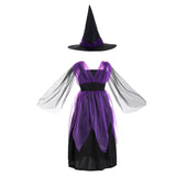 Niños Bruja Cosplay Halloween Disfraz Fiesta Vestido Conjunto Carnaval Traje Manga larga