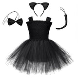 Gato Niños Cosplay Disfraz Traje Vestido Falda Halloween Conjunto Carnaval